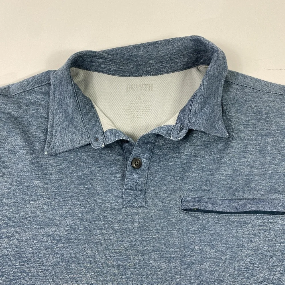 BKE Athletic Polo Shirt Mens 2XL Blue Heather Performance Golf Zip Chest‎ Pocket